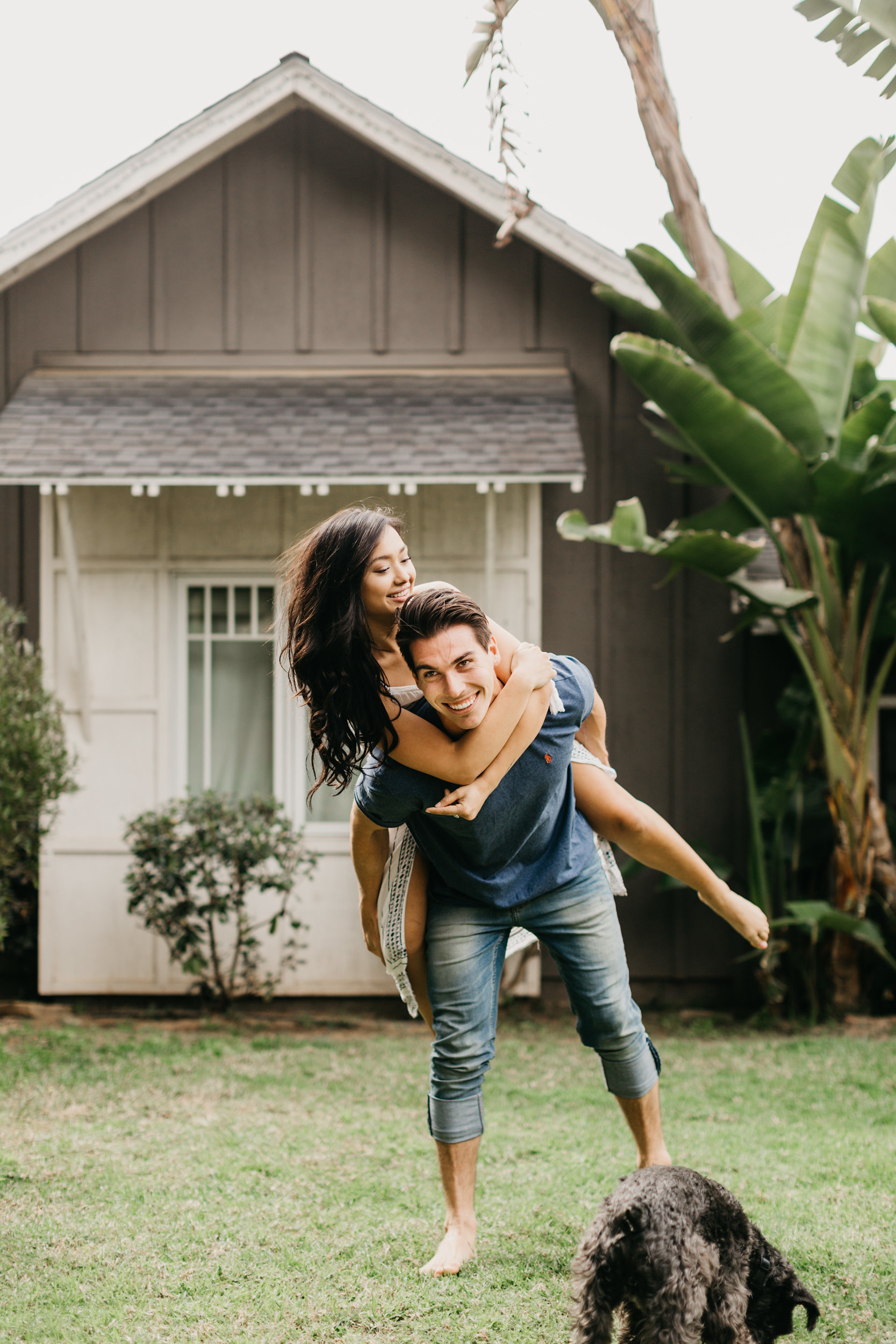 couple in San Diego home in yard