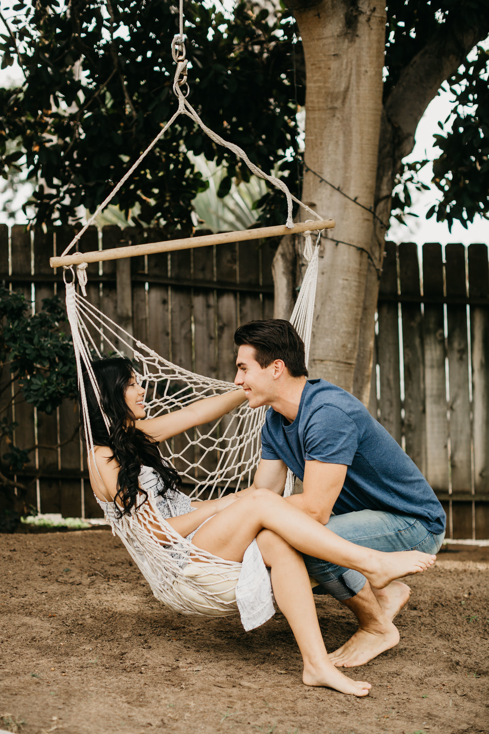 couple on patio swing 