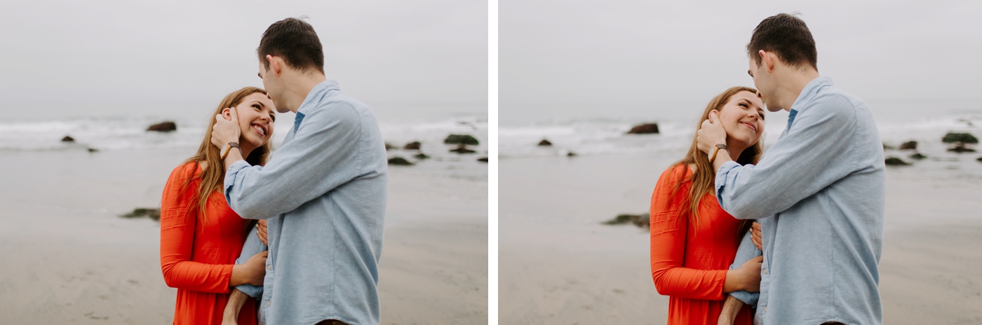 engaged couple at Scripps Pier, La Jolla 