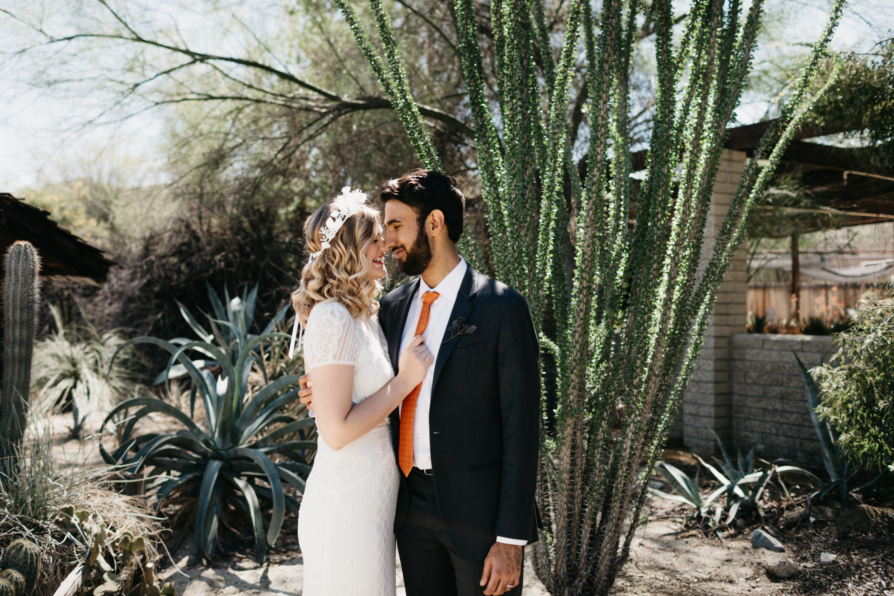 living desert Palm Springs bride and groom