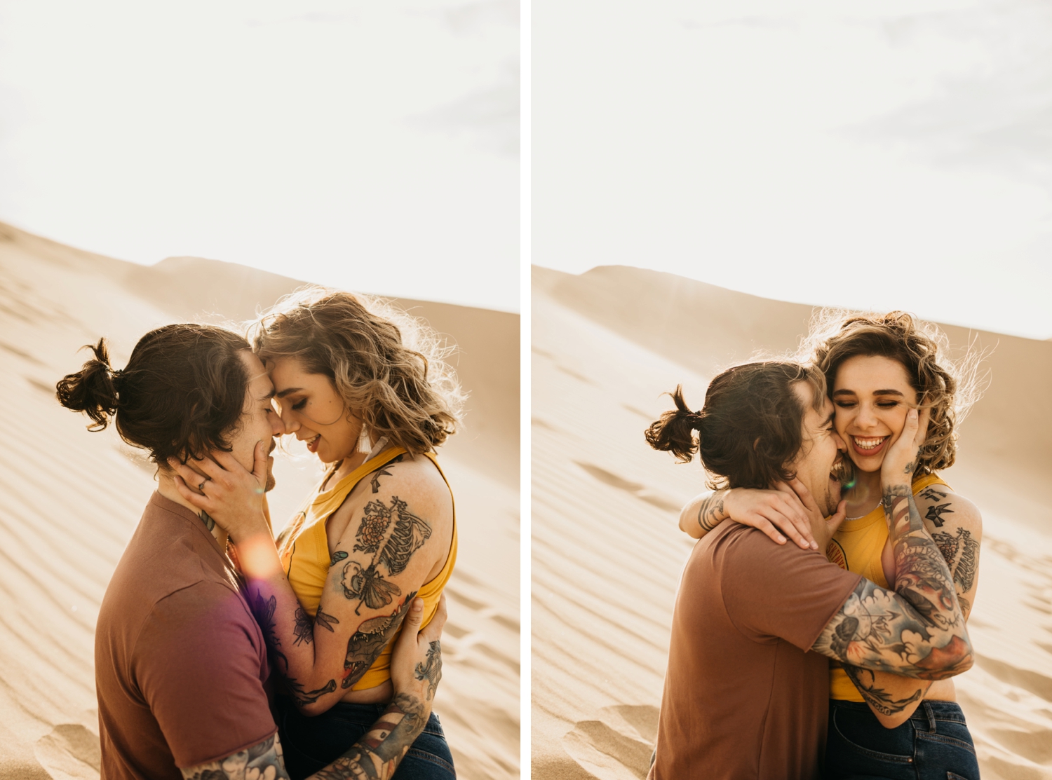 romantic couple in sand dunes 
