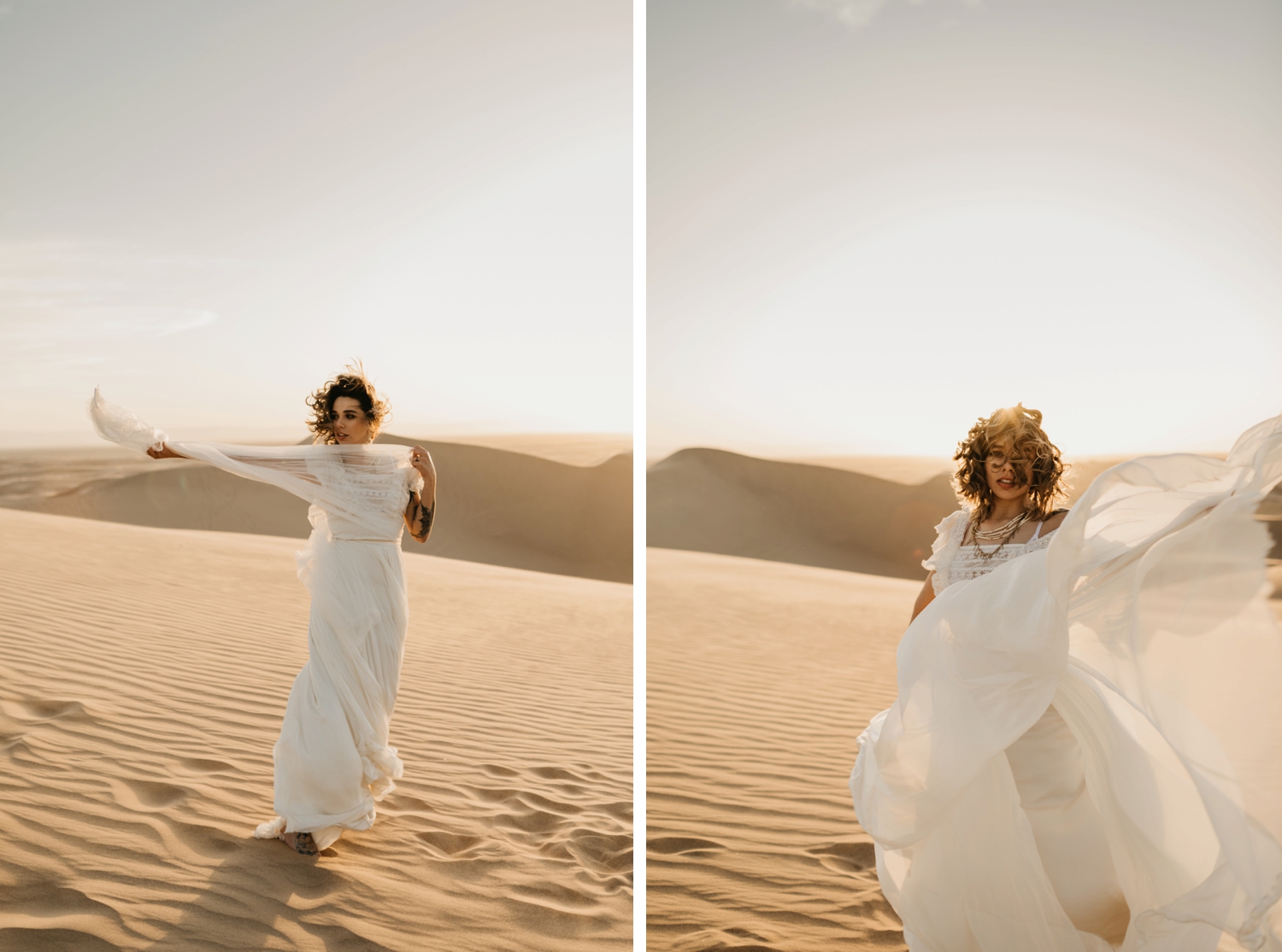 bride dancing in glamis sand dune 