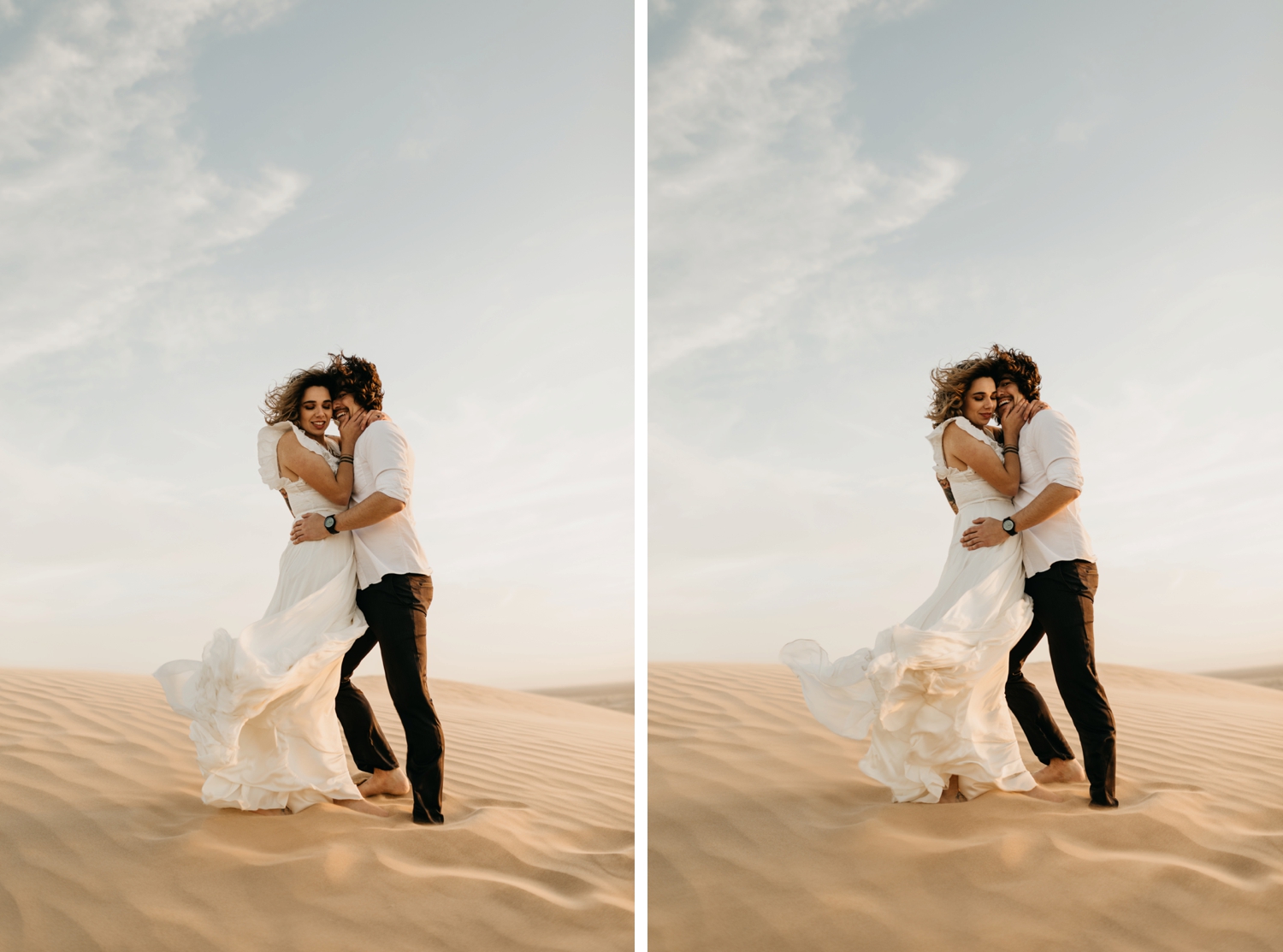 romantic couple at glamis sand dunes