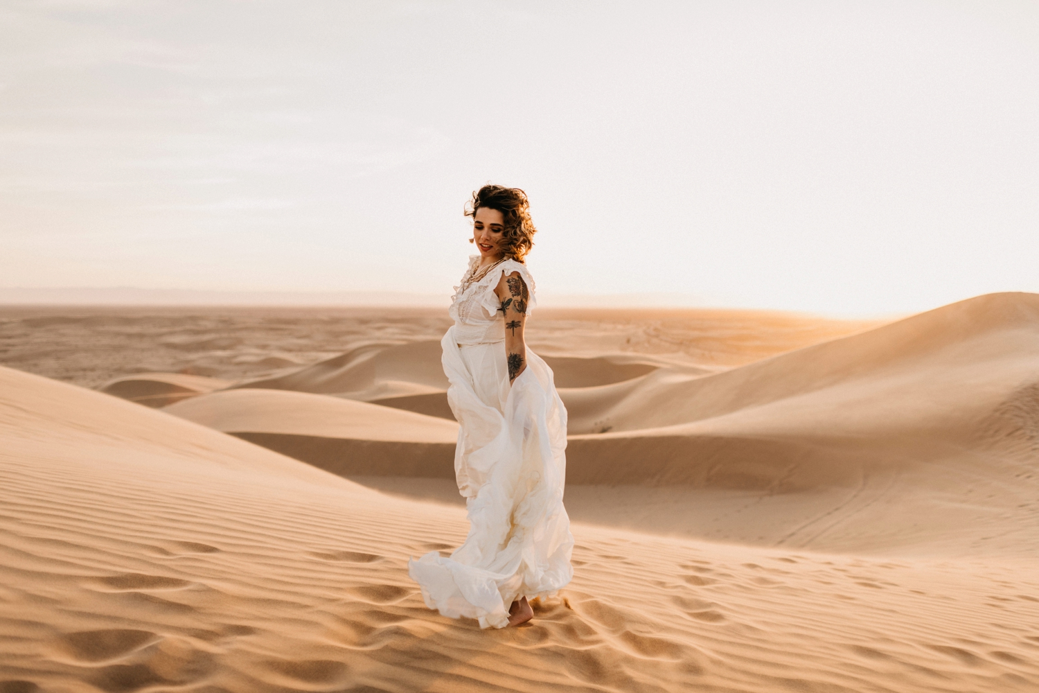bride in sand dunes