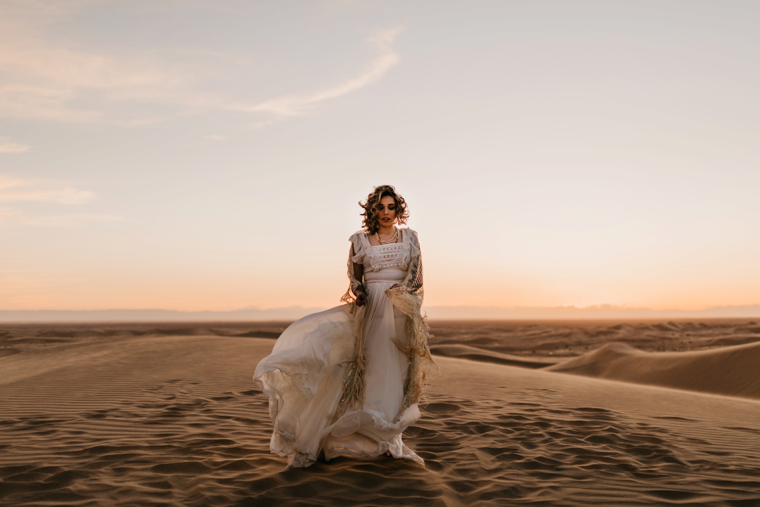 desert style bride in sand dunes 