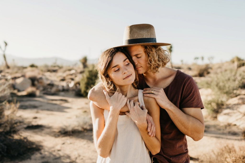 couple engaged in Pioneertown
